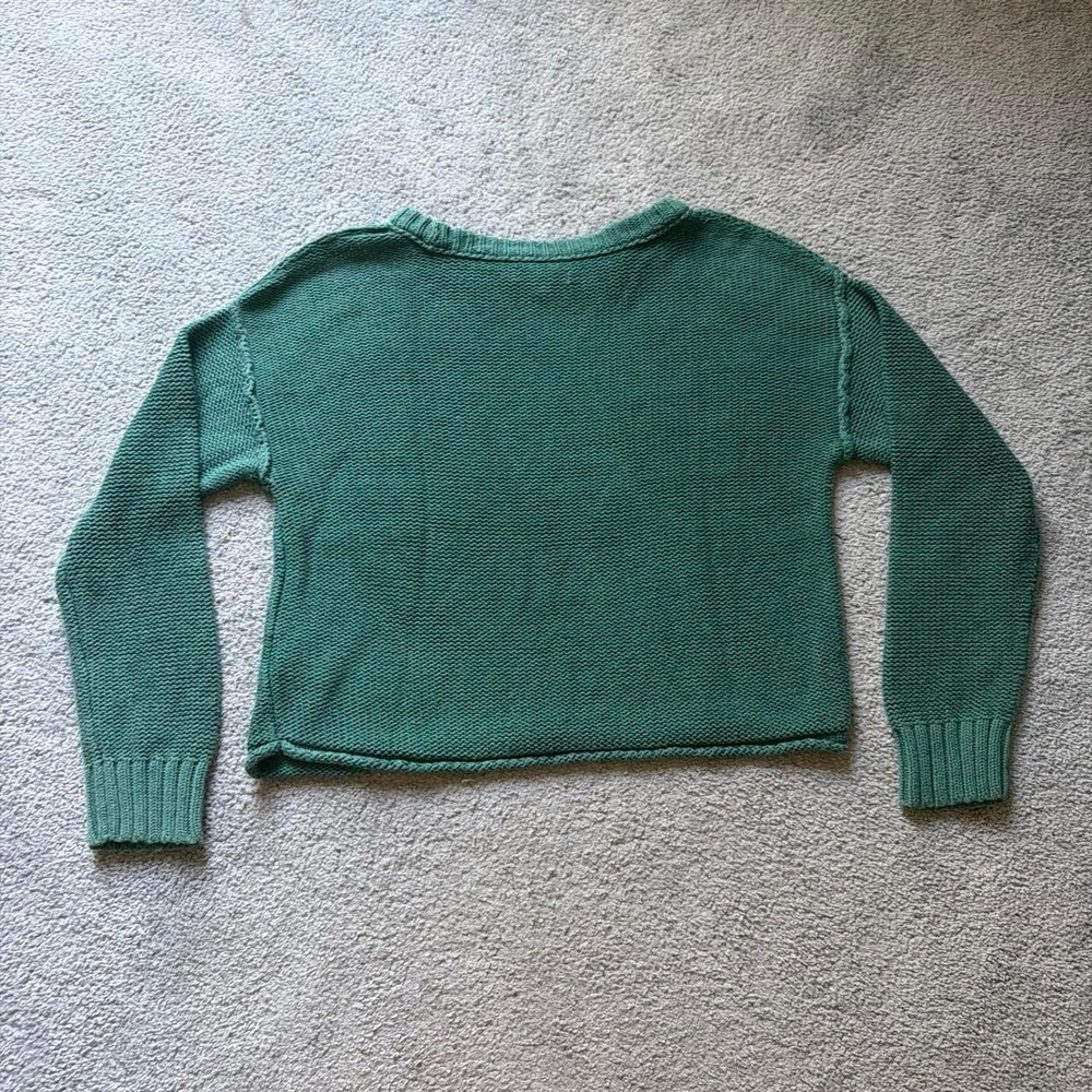 American Eagle Green Comfy Cropped Cotton Sweater, Size XS - Picture 2 of 4